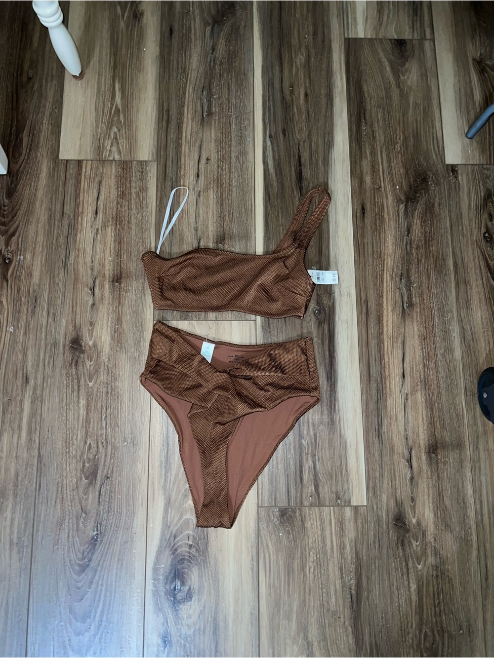 aerie Brown One-Shoulder Bikini Set